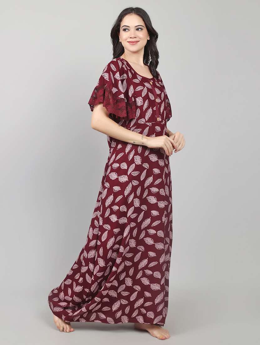 women printed short sleeve nighty  - 22140936 -  Standard Image - 2