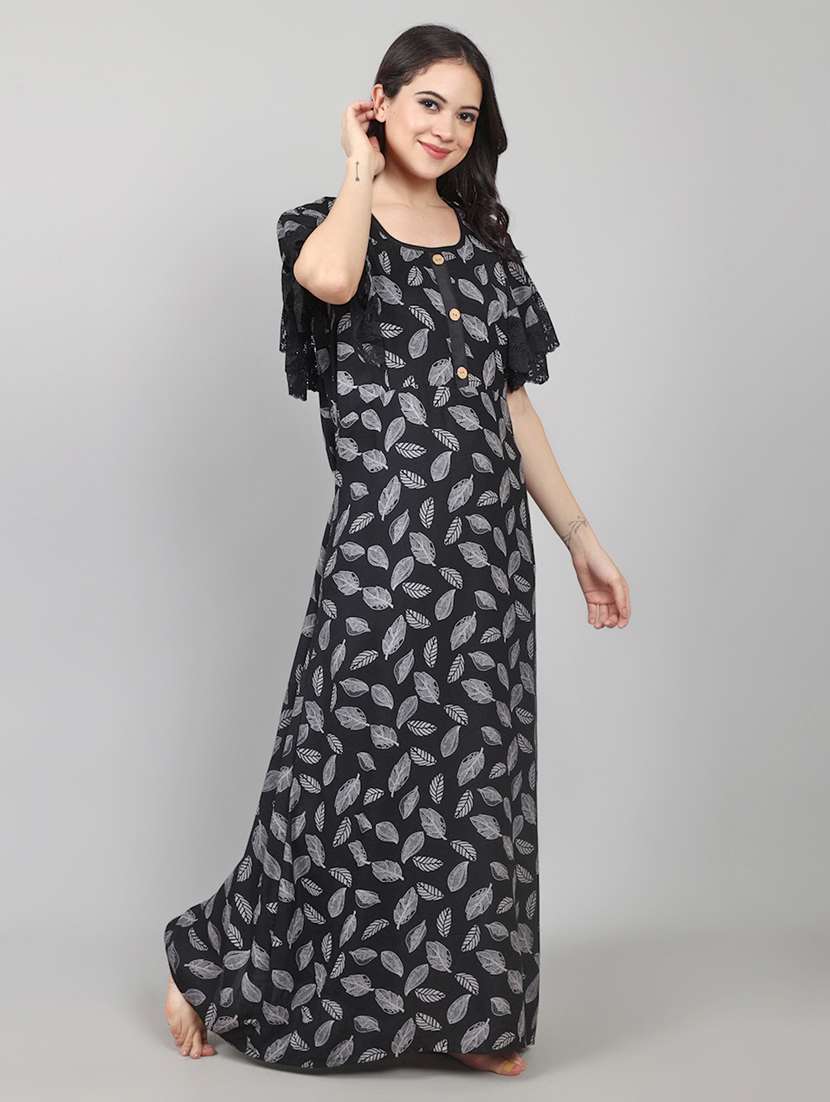 women printed short sleeve nighty  - 22140937 -  Standard Image - 2