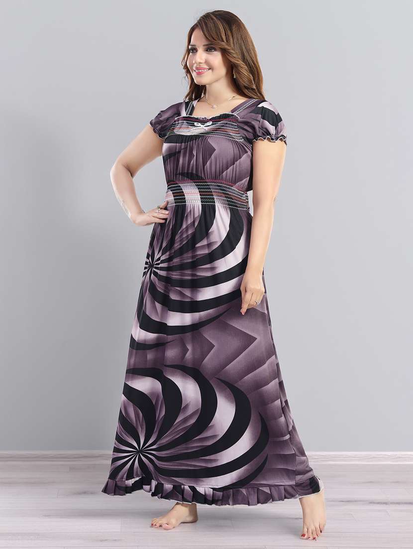 women printed short sleeve nighty - 22140941 -  Standard Image - 2