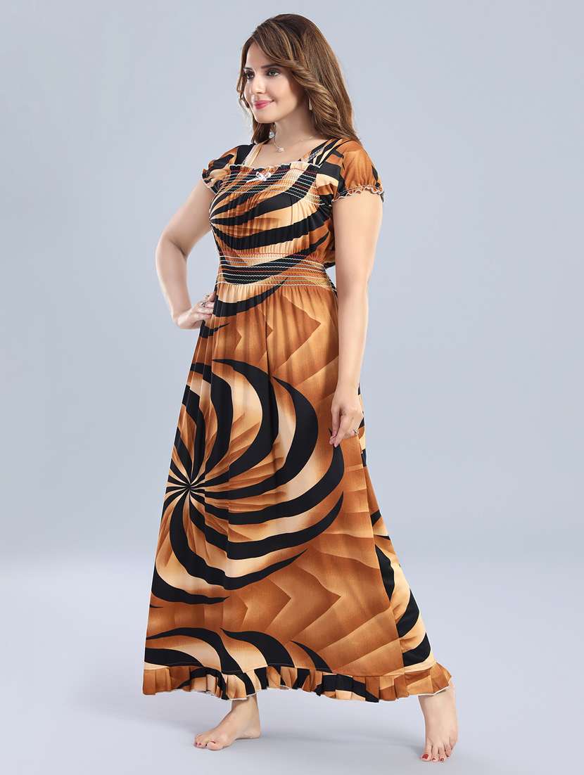 women printed short sleeve nighty - 22140944 -  Standard Image - 2