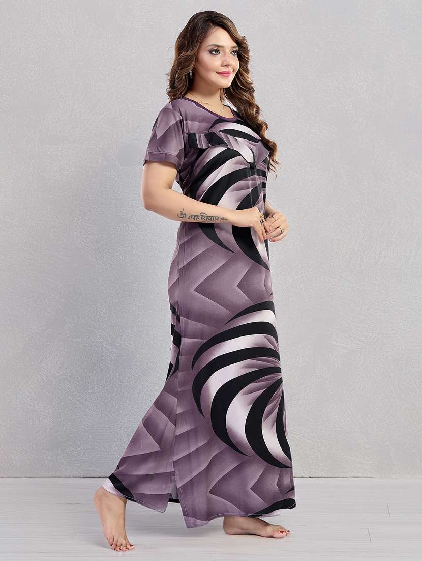 women printed short sleeve nighty - 22140945 -  Standard Image - 2