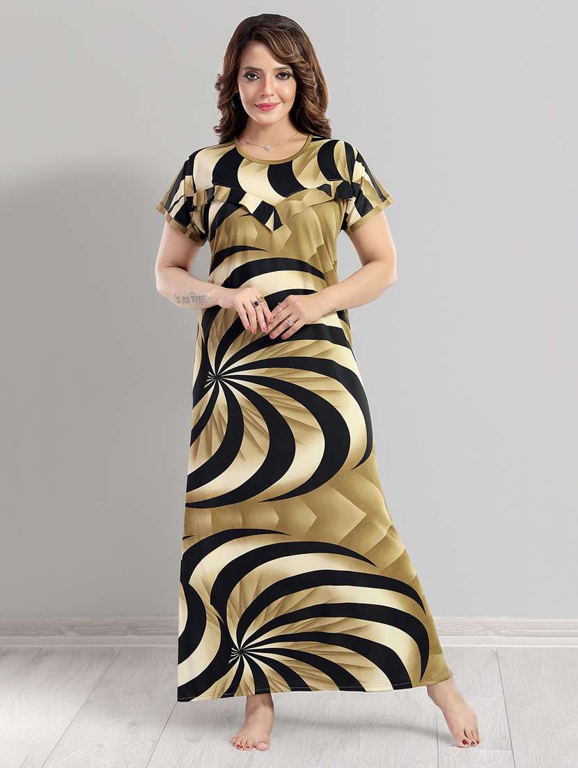 women printed short sleeve nighty - 22140948 -  Standard Image - 2