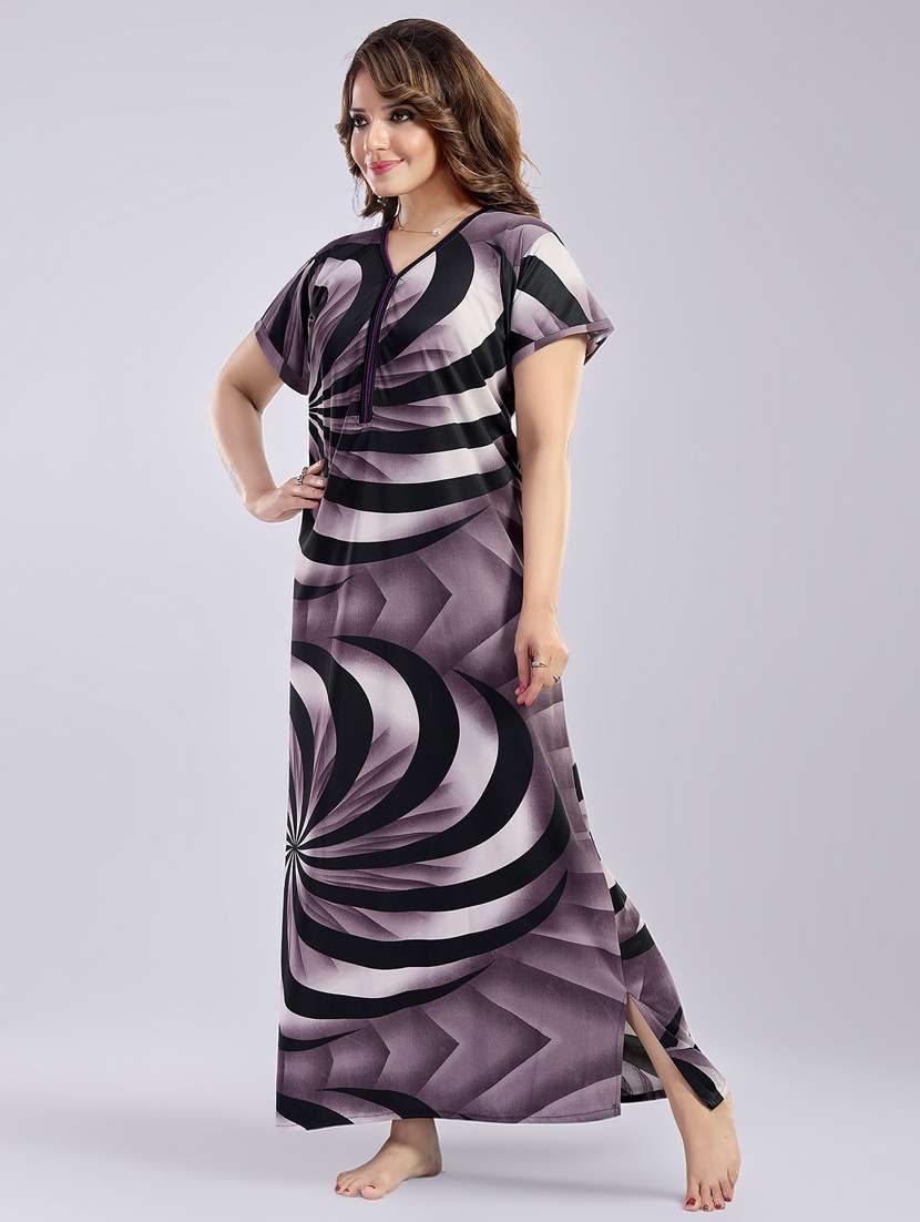 women printed short sleeve nighty - 22140951 -  Standard Image - 2