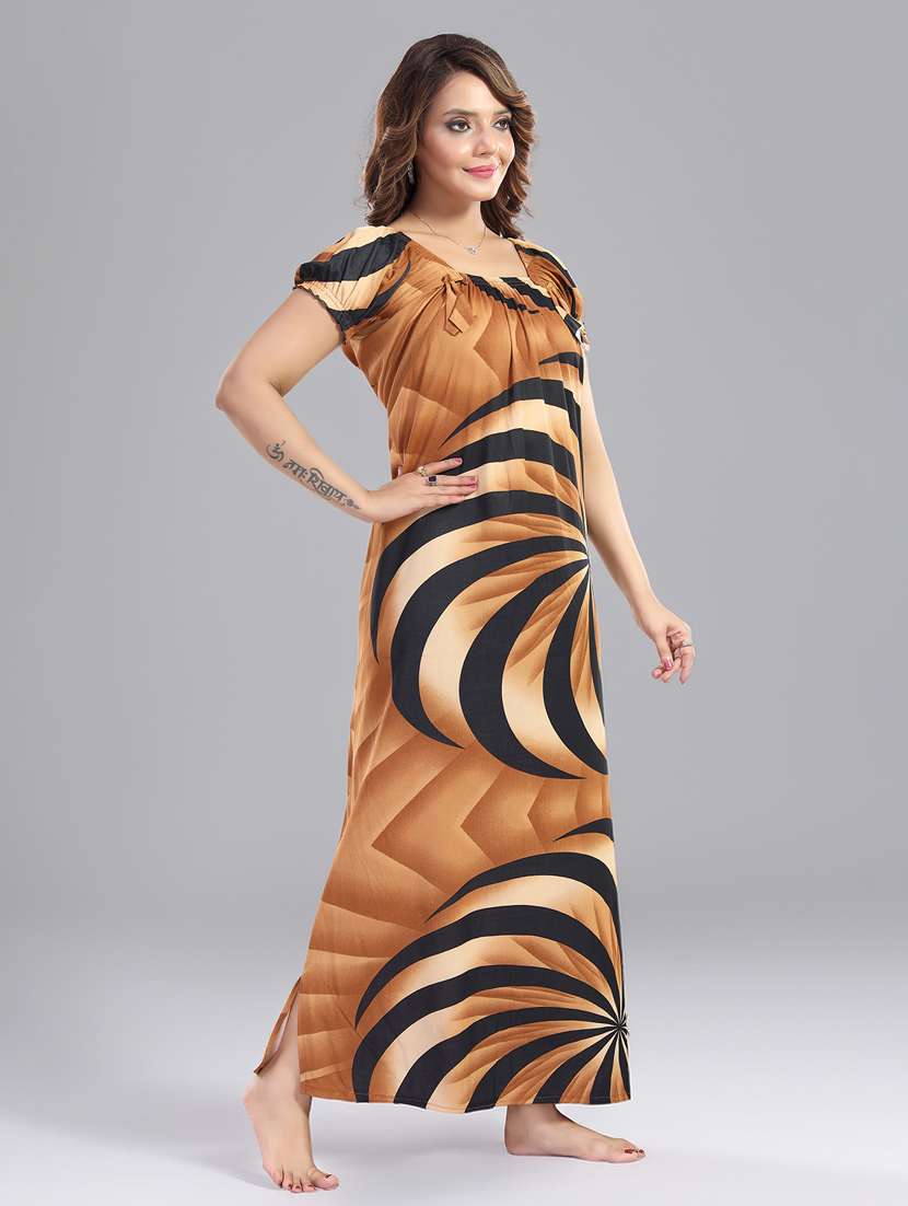 women printed short sleeve nighty - 22140957 -  Standard Image - 2