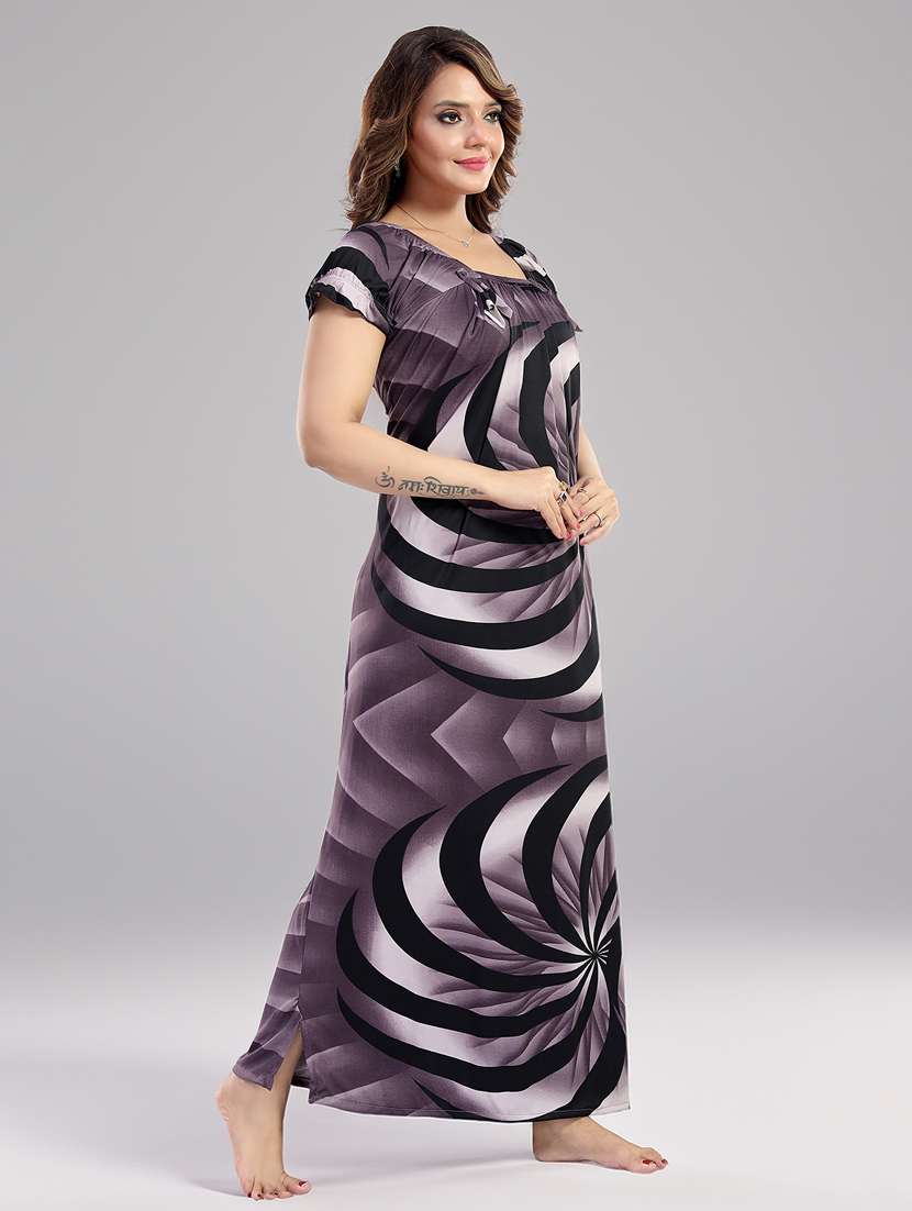 women printed short sleeve nighty - 22140958 -  Standard Image - 2