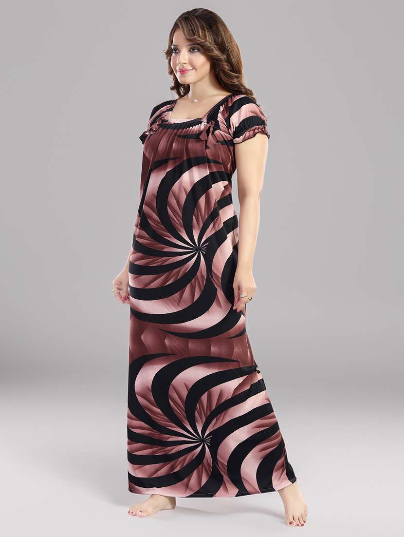 women printed short sleeve nighty - 22140960 -  Standard Image - 2