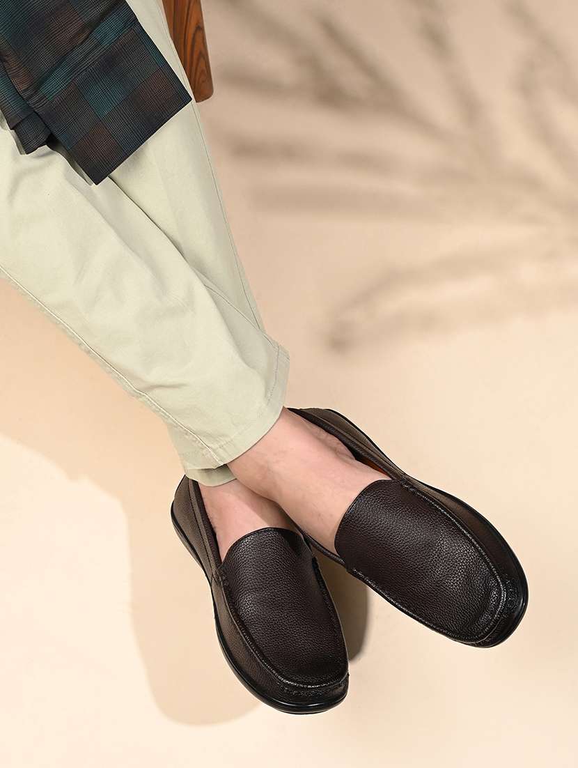 men brown slip on loafer