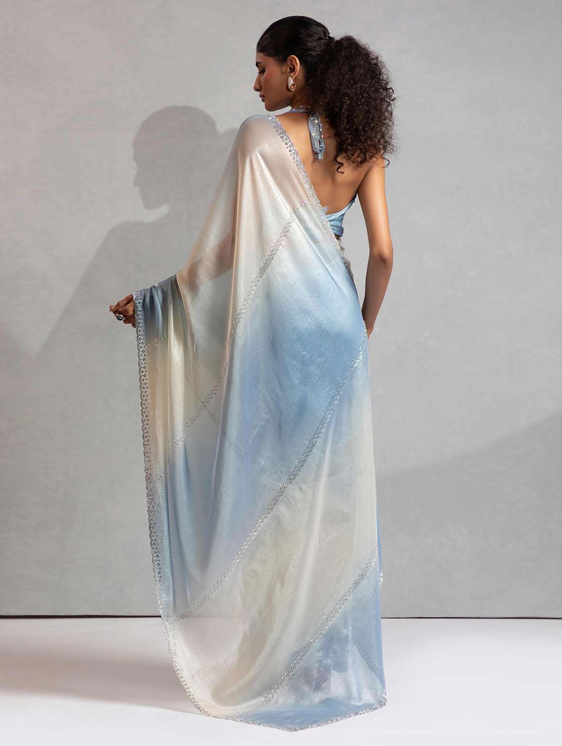 women light blue embellished saree with blouse - 22141119 - Standard Image - 2