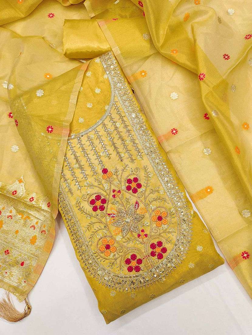 women self design embroidered unstitched suit set - 22141174 - Standard Image - 2