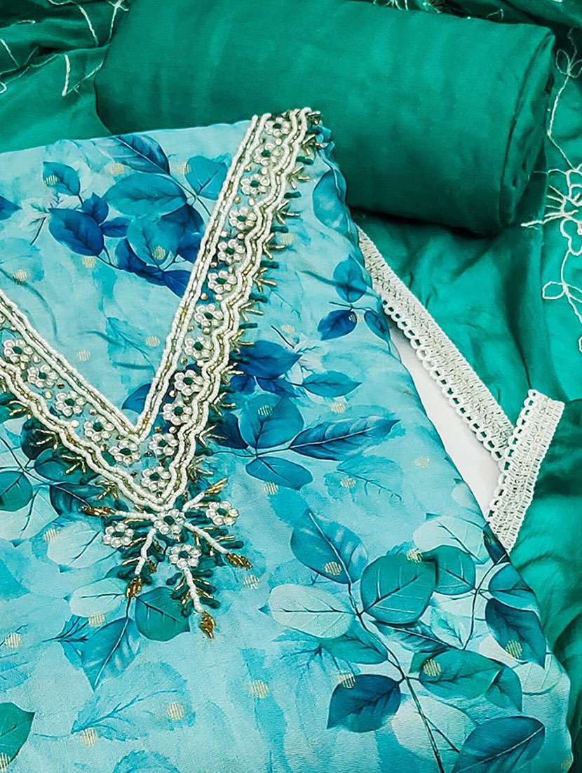 women printed embellished unstitched suit set - 22141201 -  Standard Image - 2