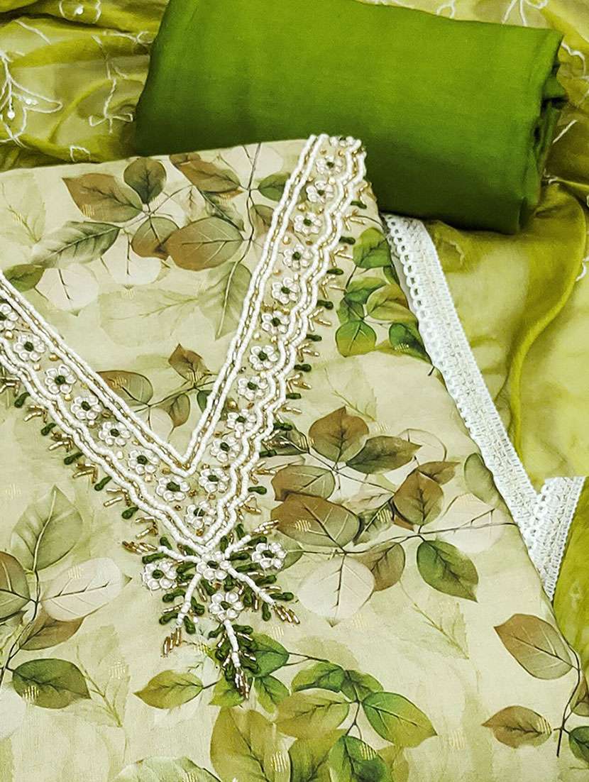 women printed embellished unstitched suit set - 22141202 -  Standard Image - 2