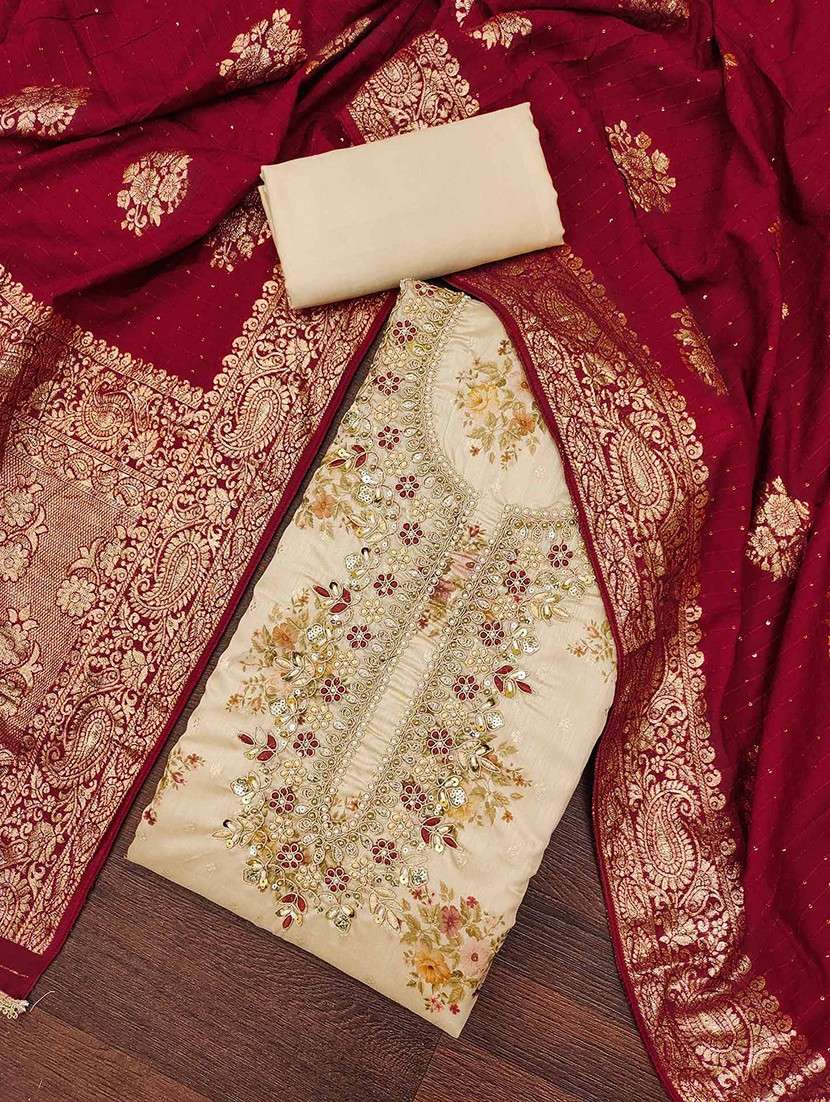 women floral embroidered unstitched suit set - 22141217 -  Standard Image - 2