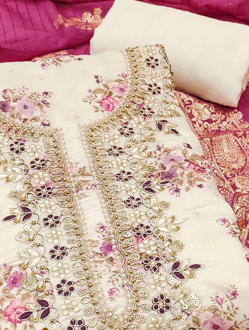 women floral embroidered unstitched suit set - 22141218 -  Standard Image - 2