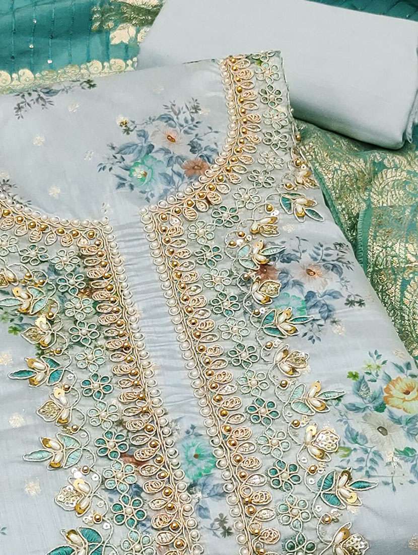 women floral embroidered unstitched suit set - 22141220 -  Standard Image - 2