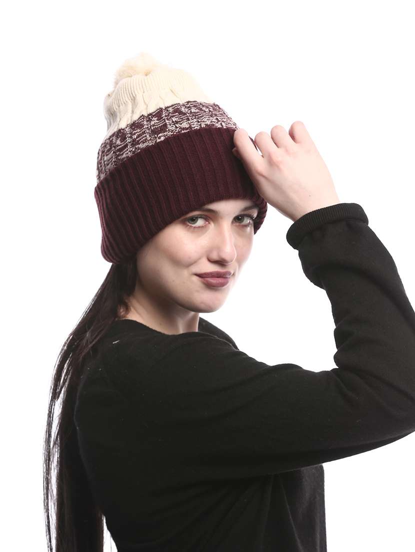 women self design winter cap - 22141255 -  Standard Image - 2