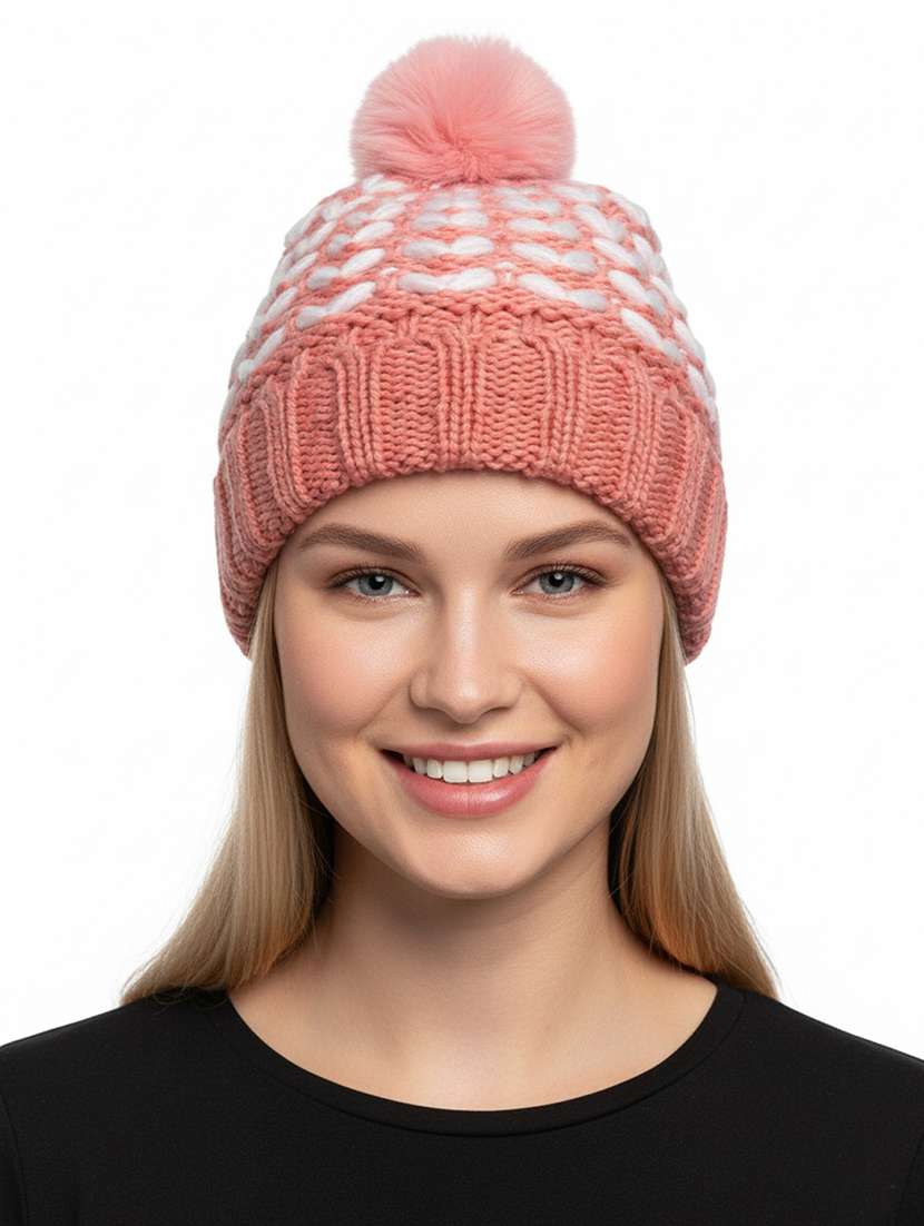 women self design winter cap - 22141269 -  Zoom Image - 0