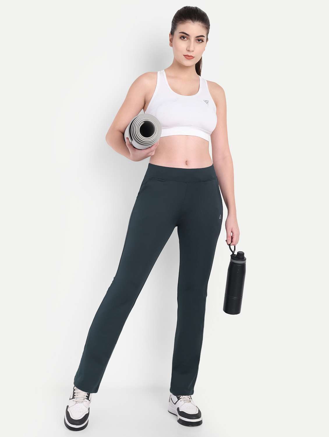 women solid mid rise ankle length yoga pant - 22141284 - Standard Image - 2