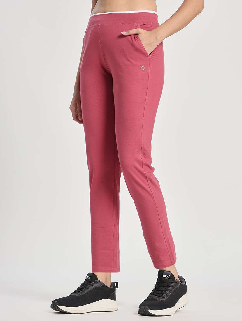 women solid mid rise track pant - 22141289 - Standard Image - 2