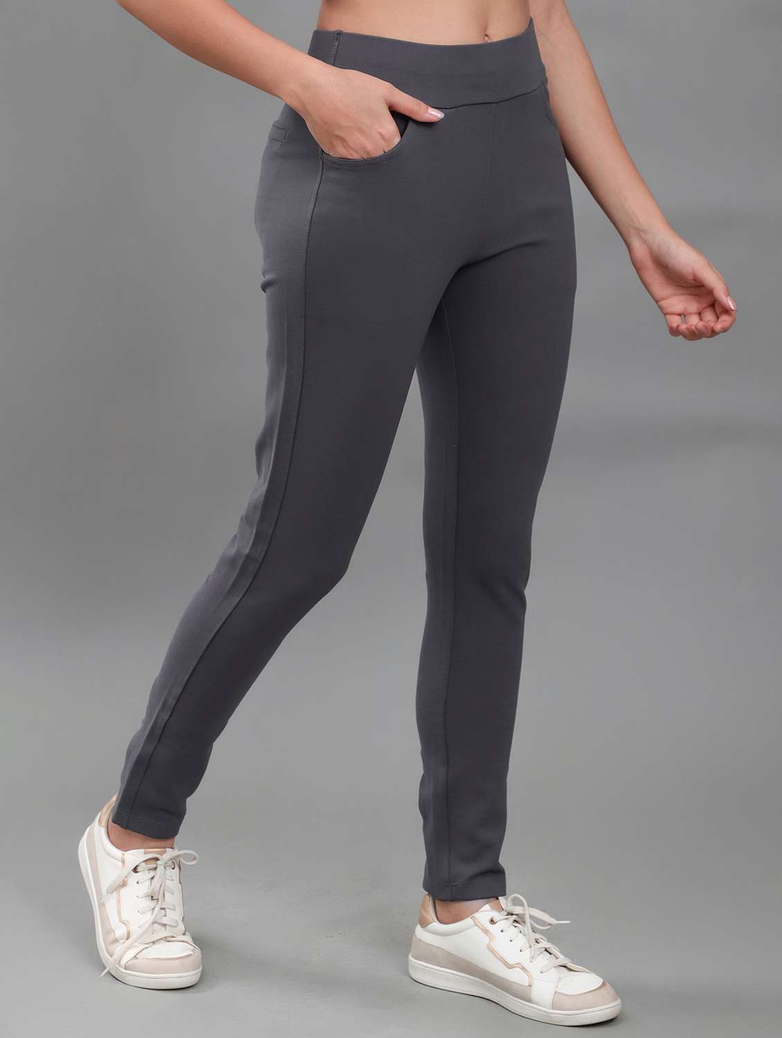 women solid mid rise track pant - 22141290 - Standard Image - 2