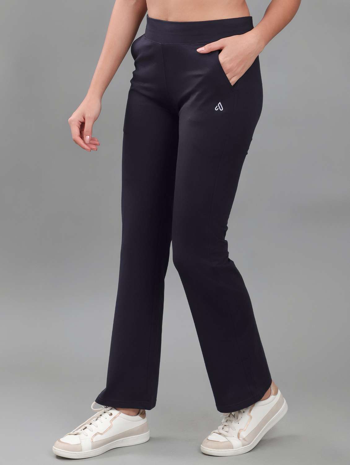 women solid mid rise track pant - 22141291 - Standard Image - 2