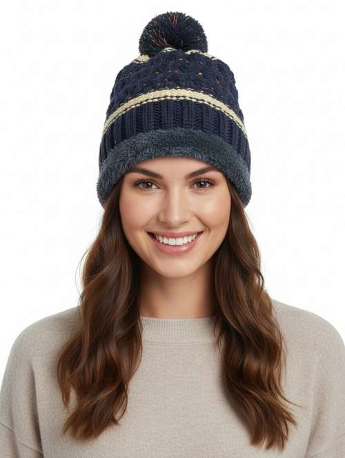 women self design winter cap - 22141295 -  Standard Image - 0