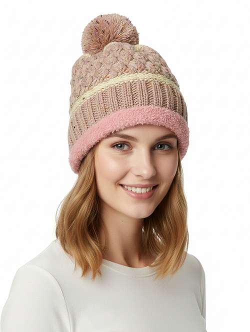 women self design winter cap - 22141296 - Standard Image - 0