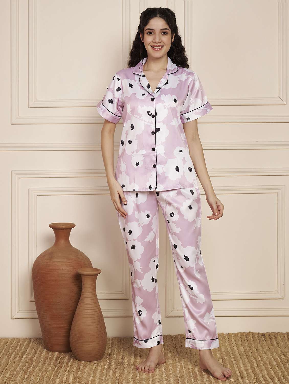 women printed nightwear pyjama set