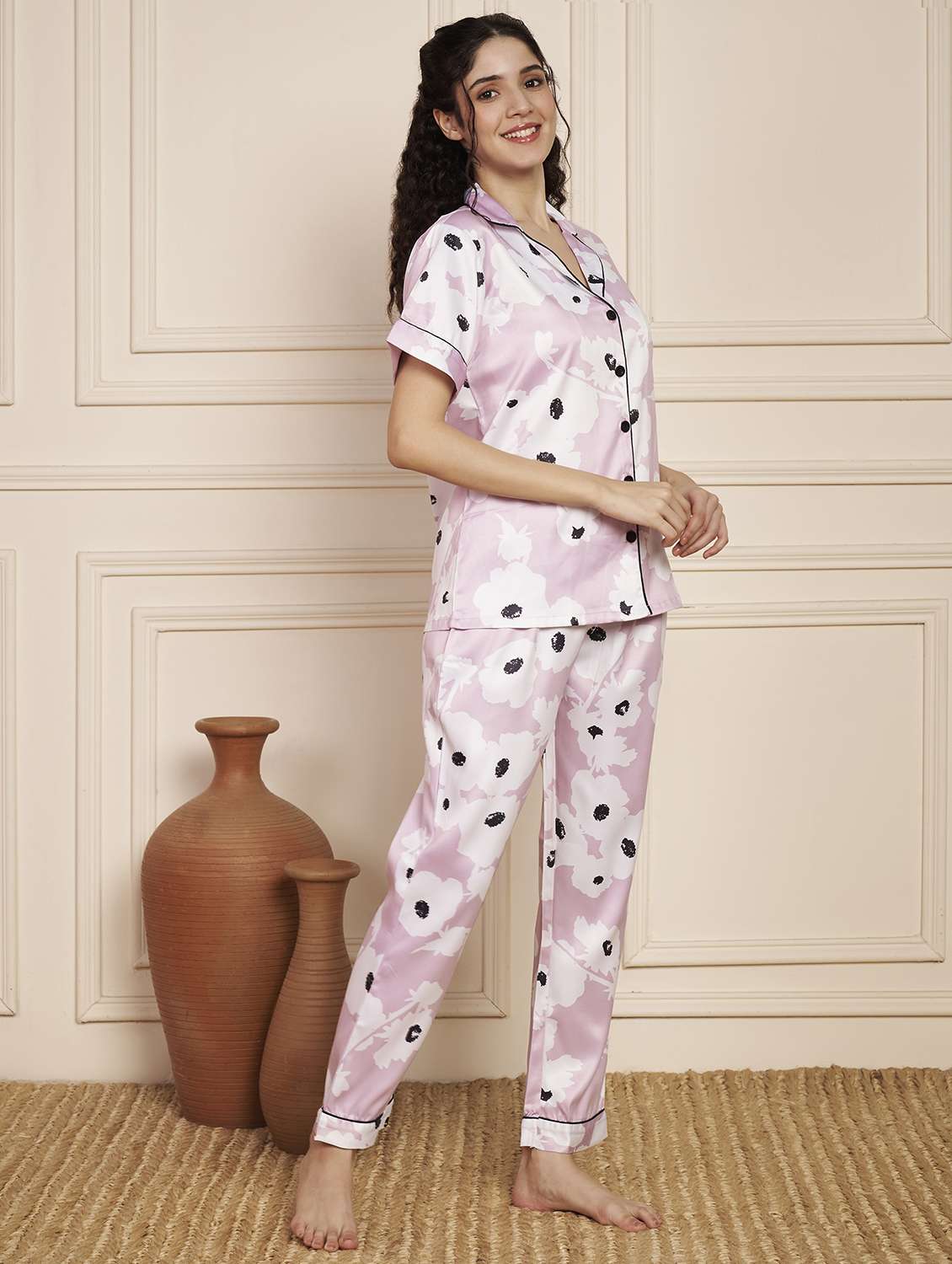 women printed nightwear pyjama set - 22141309 - Standard Image - 2