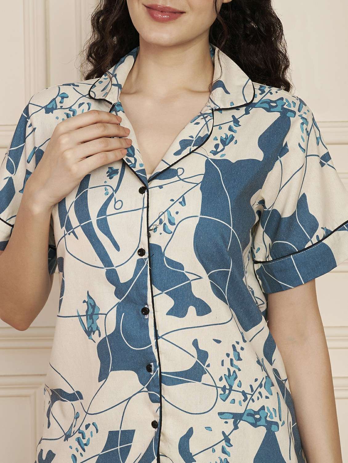 women printed nightwear pyjama set - 22141310 - Standard Image - 7