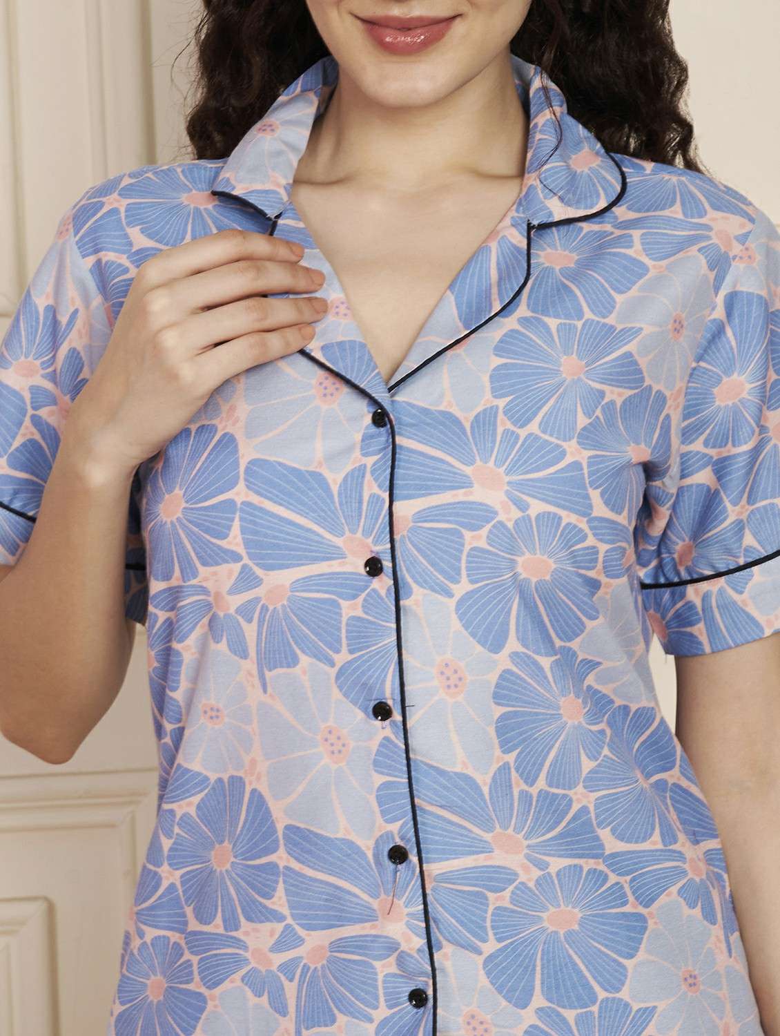 women printed nightwear pyjama set - 22141312 - Standard Image - 7