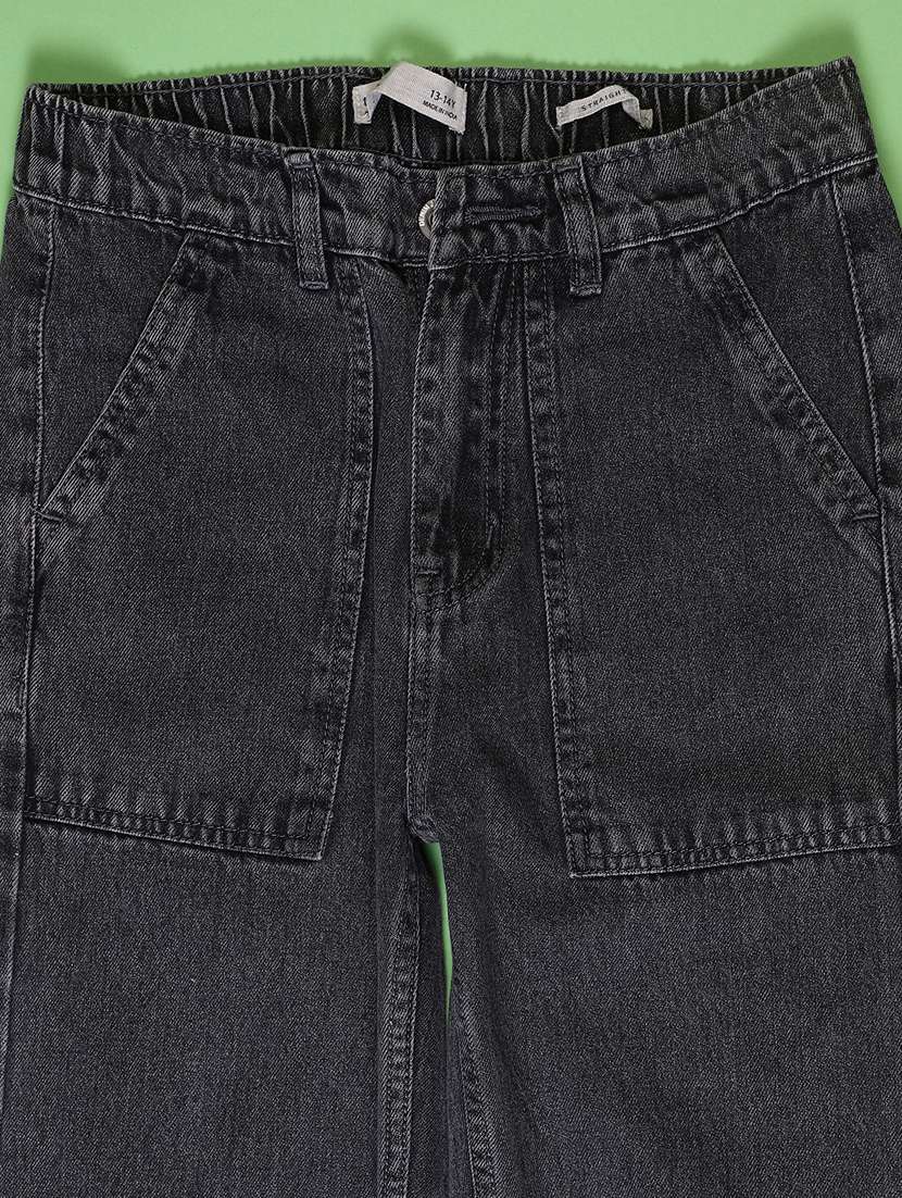 girls solid mid rise slim fit jean - 22141333 -  Standard Image - 2