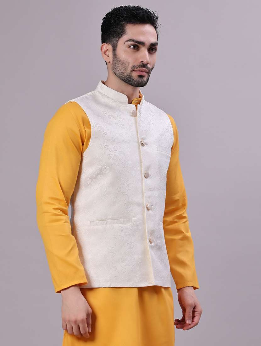men self design mandarin neck regular fit nehru jacket - 22141351 -  Standard Image - 2