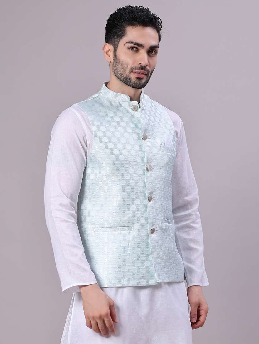 men self design mandarin neck regular fit nehru jacket - 22141353 -  Standard Image - 2