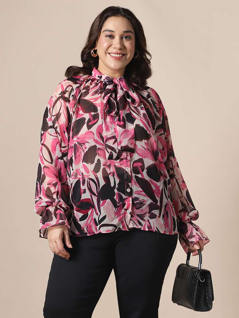 women plus size printed long sleeve top - 22141375 - Zoom Image - 0