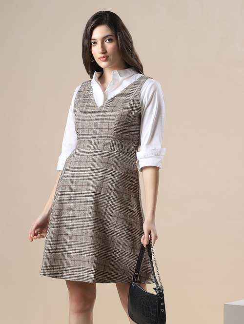 women checkered sleeveless a-line dress - 22141402 -  Standard Image - 0