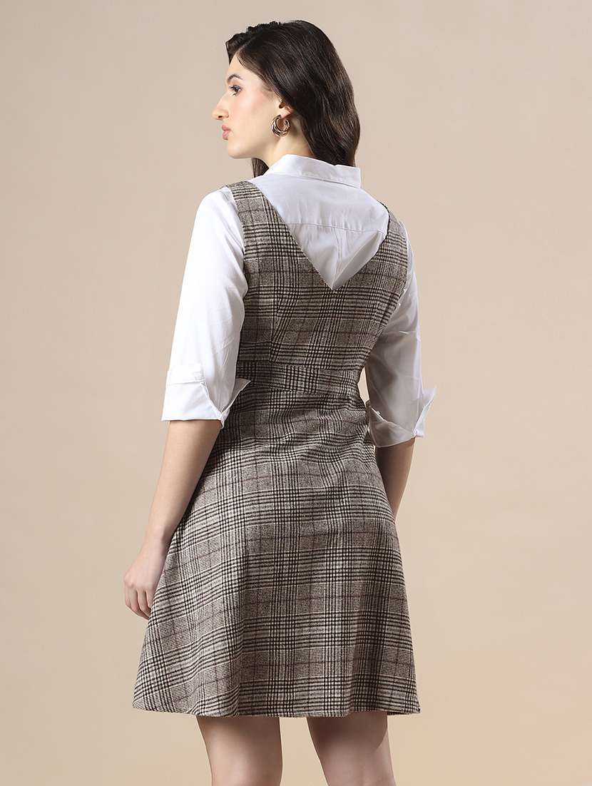 women checkered sleeveless a-line dress - 22141402 - Standard Image - 2