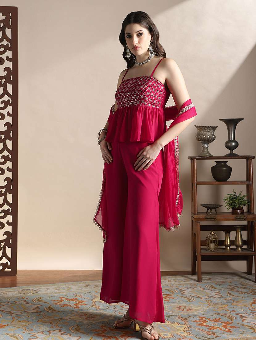 women solid with work sleeveless fusion set - 22141427 -  Standard Image - 2