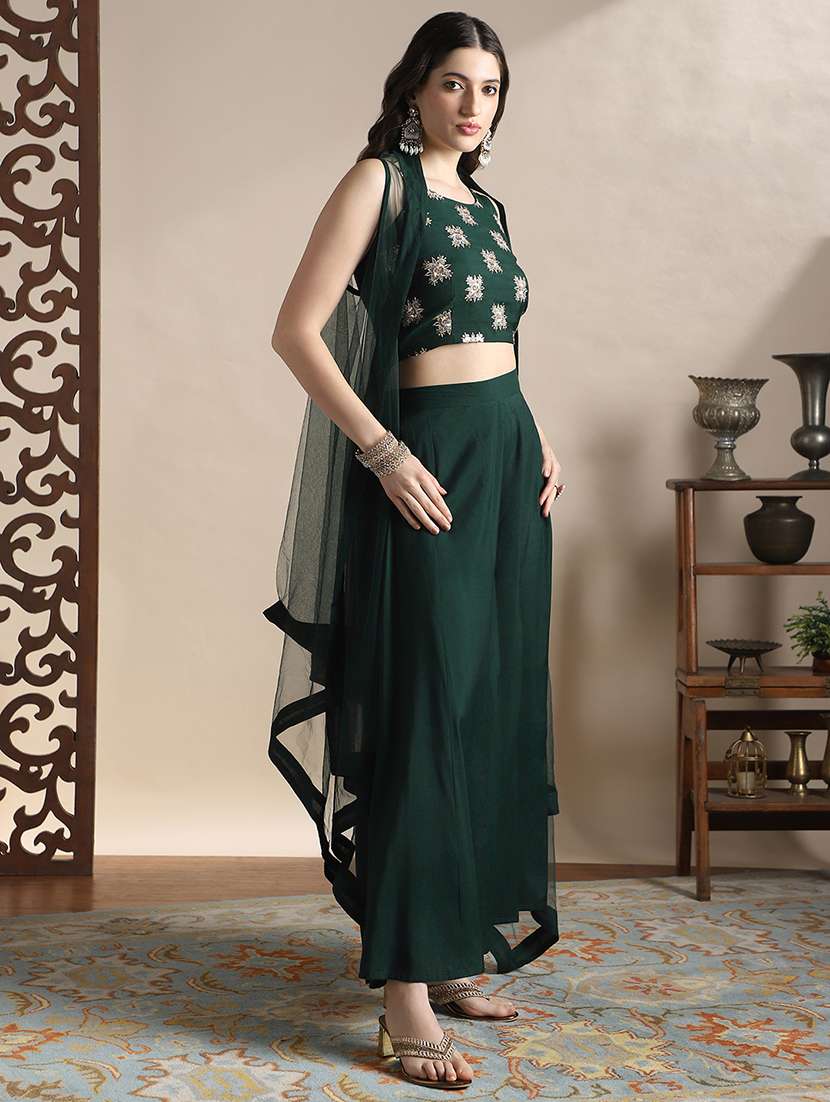 women solid with work sleeveless fusion set - 22141429 - Standard Image - 2