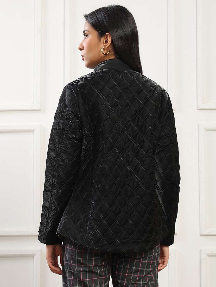 women solid long sleeve hooded quilted jacket - 22141463 - Standard Image - 2