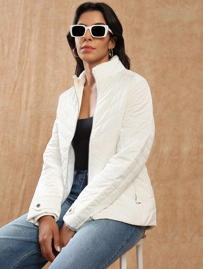 women solid long sleeve quilted jacket - 22141464 - Zoom Image - 0