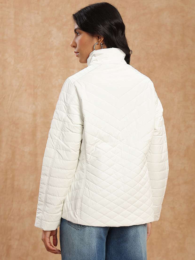 women solid long sleeve quilted jacket - 22141464 - Standard Image - 2