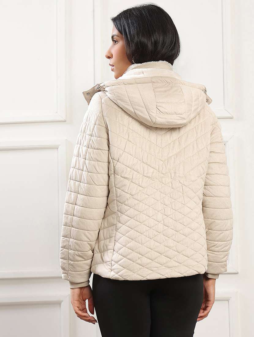 women solid long sleeve quilted jacket - 22141466 - Standard Image - 2