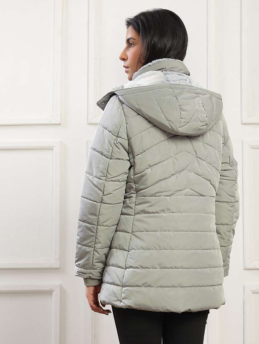 women solid long sleeve quilted jacket - 22141467 - Standard Image - 2