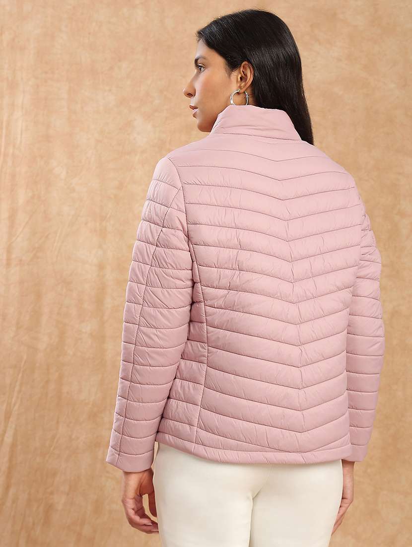 women solid long sleeve quilted jacket - 22141469 - Standard Image - 2