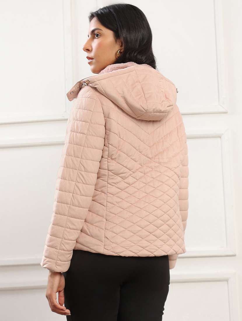 women solid long sleeve quilted jacket - 22141470 - Standard Image - 2