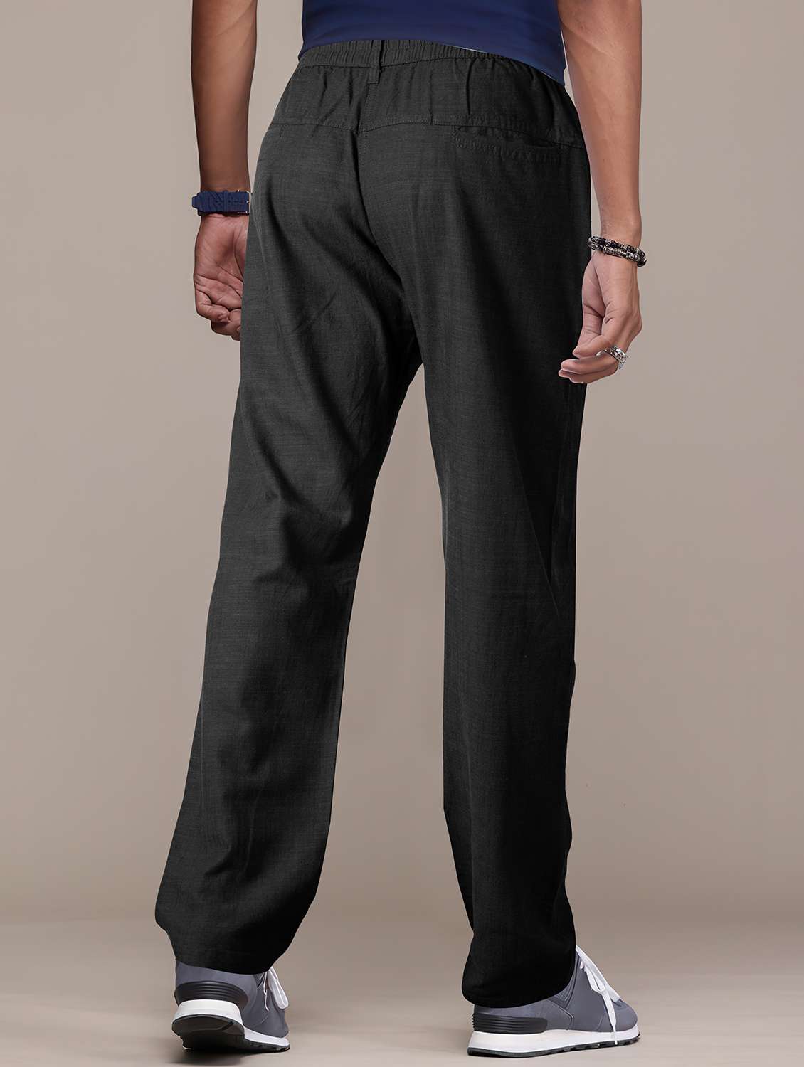 men solid mid rise flat front casual trouser - 22141586 -  Standard Image - 2