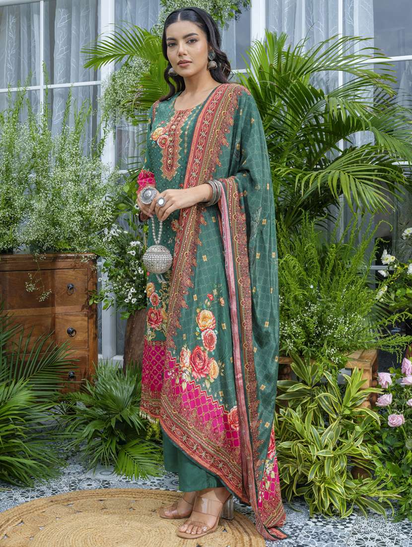 women printed long sleeve kurta pant with dupatta set - 22141634 - Standard Image - 2