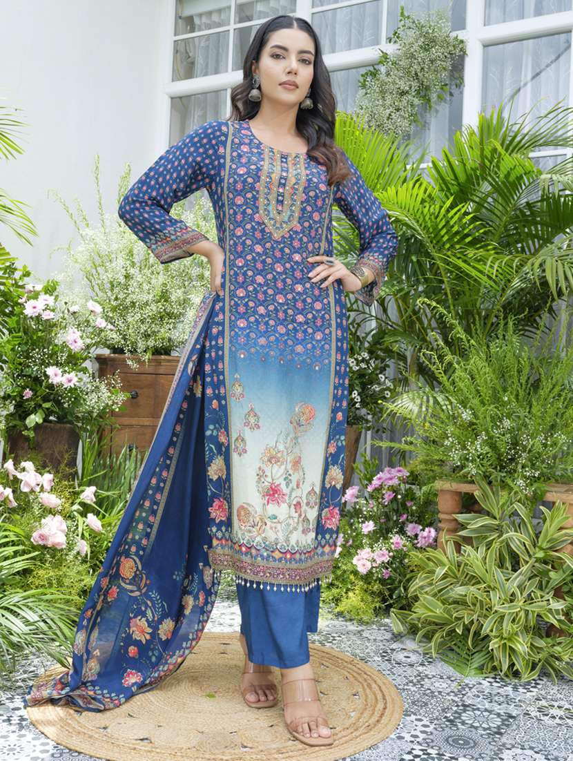 women printed long sleeve kurta pant with dupatta set - 22141638 -  Standard Image - 2