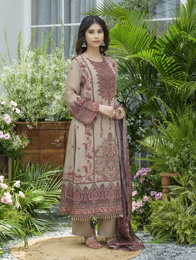 women printed long sleeve kurta pant with dupatta set - 22141639 - Standard Image - 2