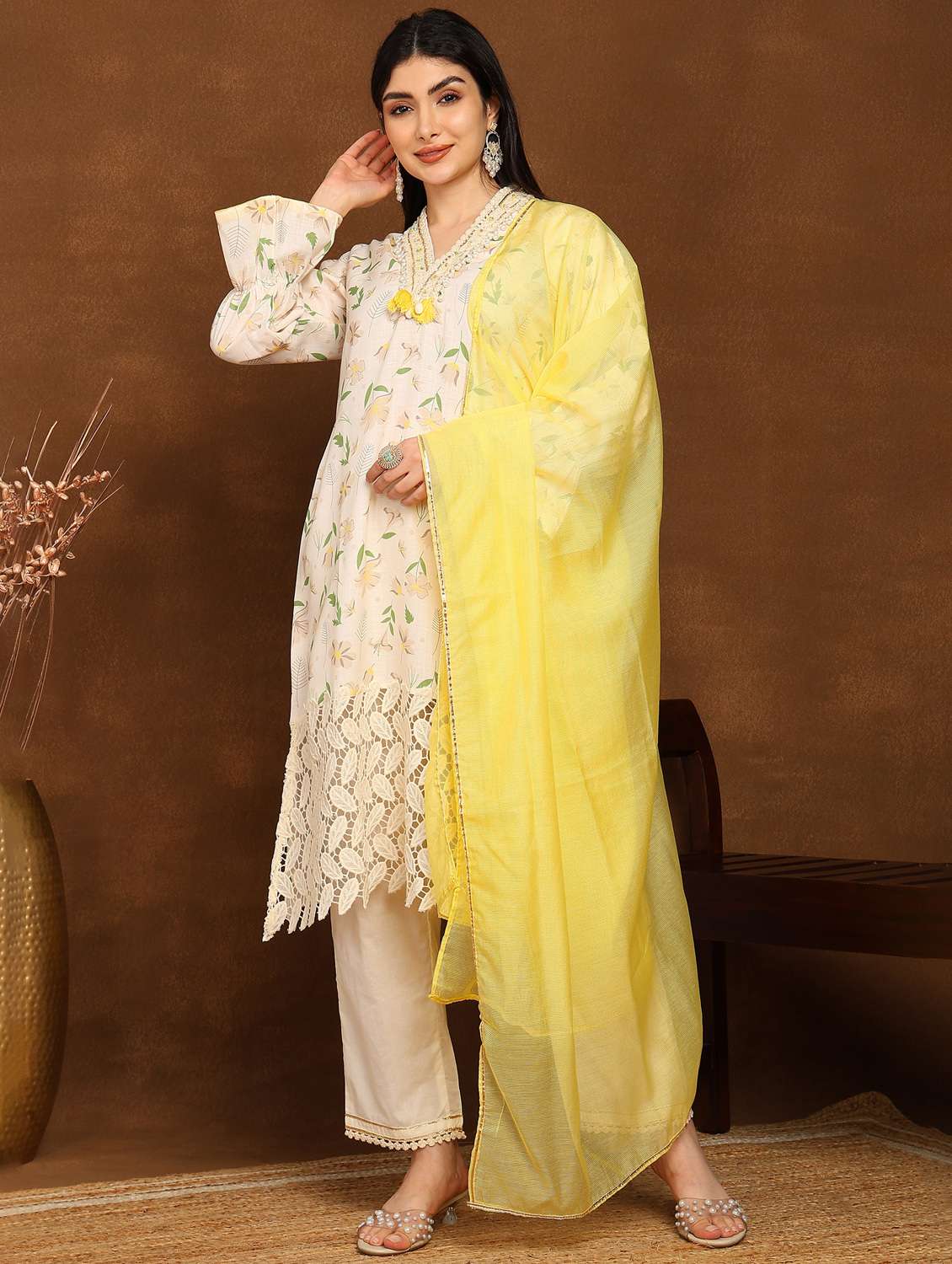 women embroidered long sleeve kurta pant with dupatta set - 22141660 - Standard Image - 2